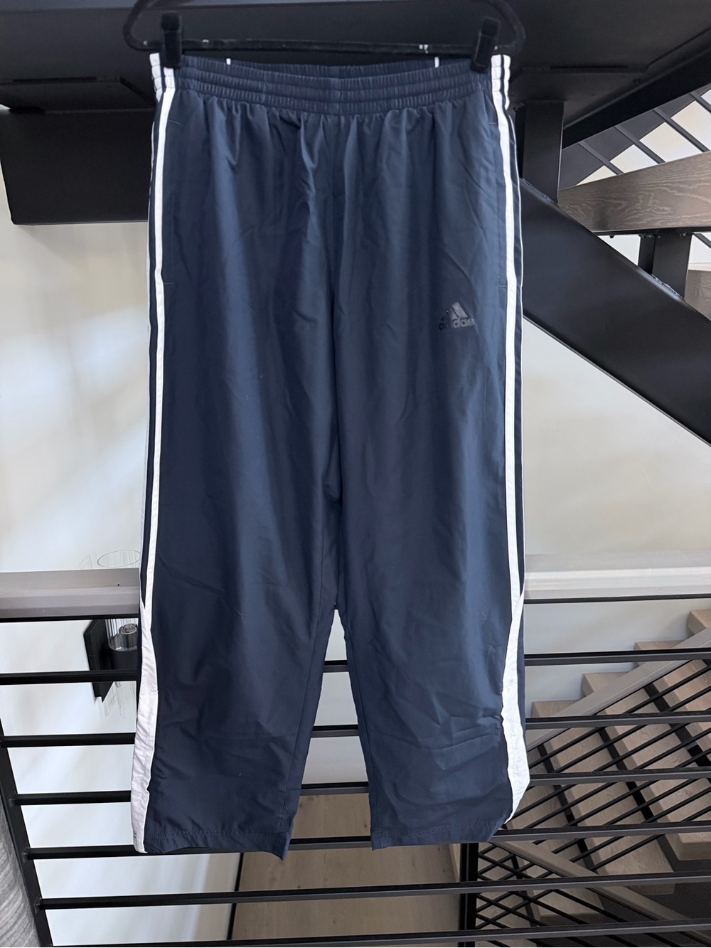 Adidas Navy Track Pants with White Side Stripes